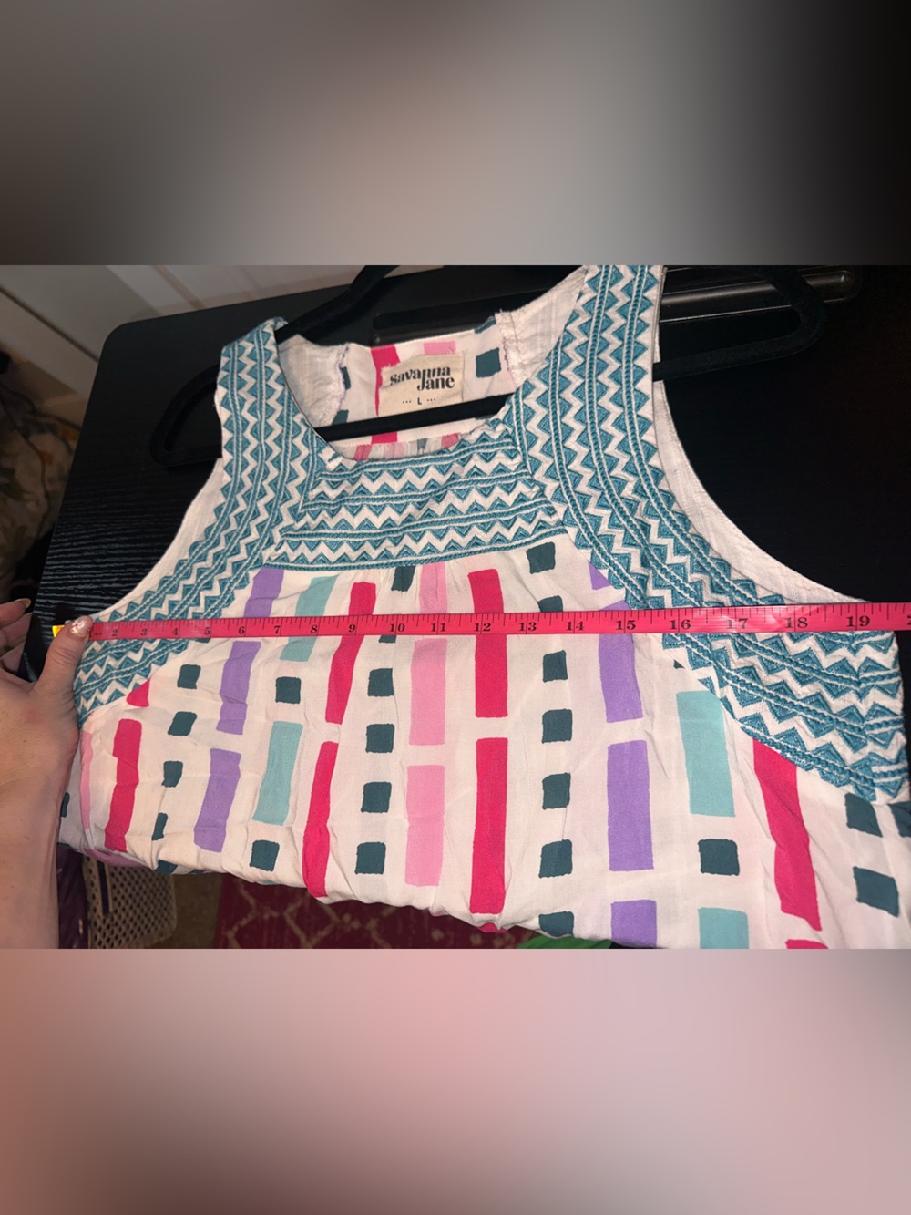 Savanna Jane Embroidered Sleeveless Multicolor Printed Tank Top Size Large - Picture 9 of 10